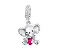ROMANTICWORK Elephant Charm for Bracelets 925 Sterling Silver July Birthstone Charm for Elephant Bracelets Elephant Bead Jewellery Gifts for Women Elephant Lovers