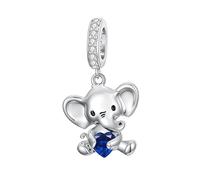 ROMANTICWORK Elephant Charm for Bracelets 925 Sterling Silver September Birthstone Charm for Elephant Bracelets Elephant Bead Jewellery Gifts for Women Elephant Lovers