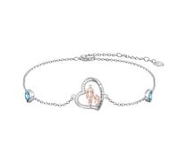 ROMANTICWORK Father Daughter Bracelet 925 Sterling Silver December Birthstone Bracelet Jewellery Gifts for Women Valentine's Day Christmas Birthday