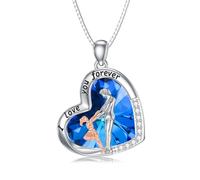 ROMANTICWORK Father Daughter Crystal Necklace 925 Sterling Silver Heart Daughter Necklace from Dad I Love You Forever Pendant Jewellery Gifts for Women