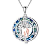 ROMANTICWORK Father Daughter Necklace 925 Sterling Silver Tree of Life Crystal Pendant Daughter Necklace from Dad Father and Daughters Jewellery Gifts for Women Birthday Christmas