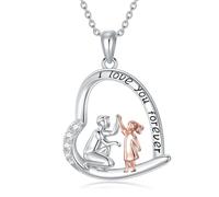 ROMANTICWORK Father Daughter Necklace Sterling Silver from Dad I Love You Forever Heart Pendant Jewellery Birthday Gifts for Girls