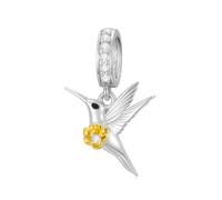 ROMANTICWORK Hummingbird Charm for Bracelets S925 Sterling Silver Bird Charms Bead for Jewelry Making Hummingbird Gifts for Women