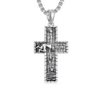 ROMANTICWORK Jesus Cross Necklace 925 Sterling Silver Religious Jesus Cross Pendant Necklace Christian Jewellery Gifts for Men Women Anniversary