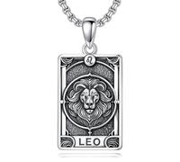 ROMANTICWORK Leo Necklace 925 Sterling Silver Zodiac Necklace Constellation Pendant Horoscope Astrology Jewelry for Christmas Birthday Gifts Men Women