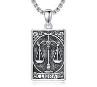 ROMANTICWORK Libra Necklace 925 Sterling Silver Zodiac Necklace Constellation Pendant Horoscope Astrology Jewelry for Christmas Birthday Gifts Men Women