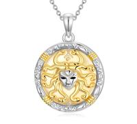 ROMANTICWORK Medusa Necklace 925 Sterling Silver Snake Shield Pendant Greek Mythology Jewelry for Anniversary Birthday Christmas Gifts Women