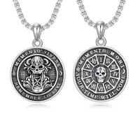 ROMANTICWORK Memento Mori Necklace 925 Sterling Silver Memento Mori Pendant Gothic Skull Jewelry Gift for Men Women