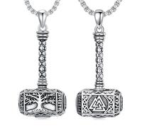 ROMANTICWORK Mjolnir Urn Necklace 925 Sterling Silver Thors Hammer Urn Pendant Necklace Viking Ashes Jewellery for Men