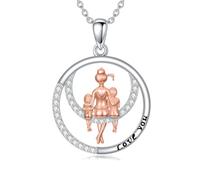 ROMANTICWORK Mother Daughter Necklace 925 Sterling Silver Mum and 2 Daughter Pendant Daughters Necklace from Mum Mother and Daughters gifts Birthday Gift for MaMa