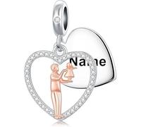 ROMANTICWORK Personalized Father Daughter Charm Sterling Silver Engraving Name Charms for Bracelets Jewelry Making Birthday Valentines Day Gifts for Daughter Lover (1-Custom Name-Lift)