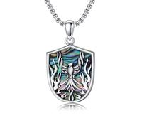 ROMANTICWORK Phoenix Necklace 925 Sterling Silver Abalone Shield Pendant Rising Bird Jewelry for Fathers Day Anniversary Birthday Christmas Gifts Men Women