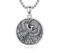 ROMANTICWORK Phoenix Necklace 925 Sterling Silver Phoenix Rising Jewelry AA Sobriety Jewelry Gifts For Men Women