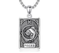 ROMANTICWORK Pisces Necklace 925 Sterling Silver Zodiac Necklace Constellation Pendant Horoscope Astrology Jewelry for Christmas Birthday Gifts Men Women