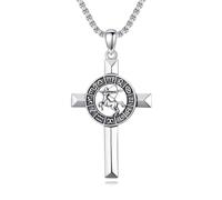 ROMANTICWORK Sagittarius Cross Zodiac Necklace 12 Constellation Horoscope Astrology Pendant Necklace 925 Sterling Silver Zodiac Sign Jewellery Gifts for Men Women