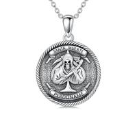 ROMANTICWORK Santa Muerte Necklace for Men 925 Sterling Silver Grim Reaper Pendant Sickle Skull Necklace Punk Jewellery Gifts For Husband