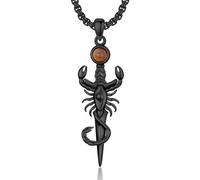 ROMANTICWORK Scorpion Necklace 925 Sterling Silver Tiger Eye Pendant Sword Jewelry Anniversary Birthday Christmas Gifts for Women Men