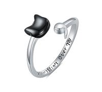 ROMANTICWORK Semicolon Cat Ring 925 Sterling Silver My Story Isn't Over Yet Adjustable Open Rings Mental Health Suicide Awareness Inspirational Jewelry Gifts for Women
