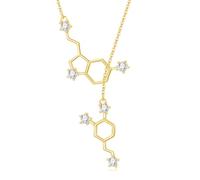 ROMANTICWORK Serotonin Molecular Necklace 925 Sterling Silver Dopamine Molecule Lasso Y Pendant Lucky Serotonin Late Necklace Chemistry Jewelry Gifts for Women, Sterling Silver, no gem