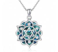ROMANTICWORK Star of David Necklace 925 Sterling Silver Abalone Shell Lotus Pendant Star of David Jewelry Gift for Women Christmas Birthday