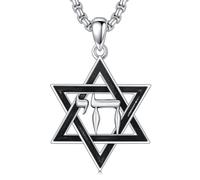 ROMANTICWORK Star of David Necklace 925 Sterling Silver Chai Pendant Jewish Star Jewellery for Men Women