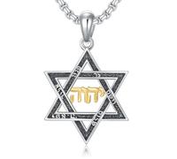 ROMANTICWORK Star of David Necklace 925 Sterling Silver Magen David Pendant Yhvh Yhwh Jehovah Yahweh Hebrew Necklace Jewish Jewellery Gifts for Men Women