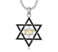 ROMANTICWORK Star Of David Necklace 925 Sterling Silver Magen David Pendant Yhvh Yhwh Jehovah Yahweh Hebrew Necklace Jewish Jewelry for Men Women