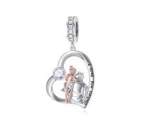 ROMANTICWORK Sterling Silver June Birthstone Father Daughter Charm fit Charms Bracelet Charms for Bracelets Birthday Valentines Day Gifts for Daughter