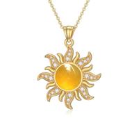 ROMANTICWORK Sterling Silver Sun Pendant Necklace - Sun Jewellery Gift for Women