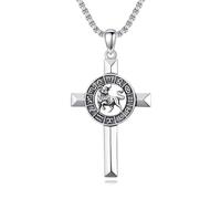 ROMANTICWORK Taurus Cross Zodiac Necklace 12 Constellation Horoscope Astrology Pendant Necklace 925 Sterling Silver Zodiac Sign Jewellery Gifts for Men Women