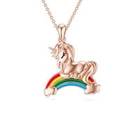 ROMANTICWORK Unicorn Gifts for Girls 925 Sterling Silver Unicorn Rainbow Pendant Necklace Jewellery Christmas Gifts for Women Girls