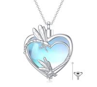 ROMANTICWORK Urn Necklace for Human Ashes 925 Sterling Silver Dragonfly Moonstone Necklace Memorial Cremation Urn Jewelry for Women Men Mom