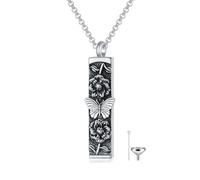 ROMANTICWORK Urn Necklaces for Ashes 925 Sterling Silver Memorial Necklace for Women Cremation Keepsake Jewelry for Human Ashes Holder w/Funnel Filler