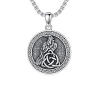 ROMANTICWORK Viking Raven Necklace 925 Sterling Silver Celtic Knot Crow Pendant Trinity Knot Raven Necklace Nordic Jewelry Gifts for Men Women