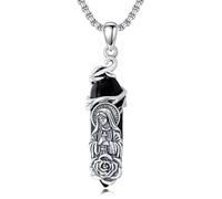 ROMANTICWORK Virgin Mary Necklace 925 Sterling Silver Virgen De Guadalupe Pendant Saint Jewelry Gifts for Men and Women Anniversary Birthday Christmas