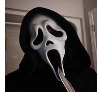 ROMANVIC Halloween Horror Scream Mask, Ghost Face Mask, Scary Movie for Children and Adults, Suitable for Ghost Houses, Latex Ghost Mask for Ghost House, Theme Parties and Role Play