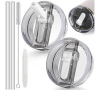 ROMANVIC Stanley Cup Lid Leakproof,2pcs Removable Replacement Lids flip Straw for 40oz Cups with 2 Straws,1 Straw Brush and 1 Disassembly Tool,Reusable Lid for Home Party