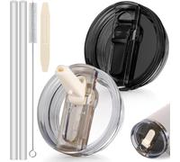 ROMANVIC Stanley Cup Lid Leakproof,2pcs Removable Replacement Lids flip Straw for 40oz Cups with 2 Straws,1 Straw Brush and 1 Disassembly Tool,Reusable Lid for Home Party