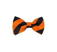 Romario Manzini collegiate Stripe Pre-Tied Bow Tie, Black and Orange, Adult