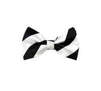 Romario Manzini collegiate Stripe Pre-Tied Bow Tie, Black and White, Adult
