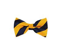 Romario Manzini collegiate Stripe Pre-Tied Bow Tie, Navy and Gold, Adult