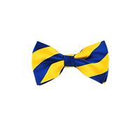 Romario Manzini collegiate Stripe Pre-Tied Bow Tie, Royal Blue and Yellow, Adult