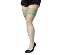 Romartex Lace Top 20 Denier XL XXL Hold-Ups, Plus Size Stockings with Double Anti-Skid Silicone Band