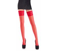 Romartex Sheer 20 DEN Elastane Hold Ups Stockings with Lace, 17 Colours, Sizes S-XXL (Small, Red)