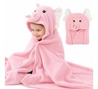 ROMASA Baby Bath Towel Ultra Soft Hooded Towel Highly Absorbent Bathrobe Blanket Toddlers Shower Gifts for Boys Girls-27.5" x 55" (Pink Elephant)