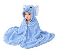 ROMASA Baby Bath Towel Ultra Soft Hooded Towel Highly Absorbent Bathrobe Blanket Toddlers Shower Gifts for Boys Girls-27.5" x 55" (Blue Elephant)
