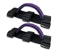 ROMASO Roll Bar Grab Handles for ATV & UTV Roll Cage Grab Bar Handles Adjustable Soft Paracord Handles for 1.5"-2" Bars,2 Pack (Black&Purple)