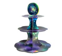 Romatic Aurora Shoting Star Cupcake Stand Space Cake Stand for Star Theme Birthday Party Decoration Galaxy Planet Celestial Meteor Shower Wedding Anniversary Baby Shower Birhtday Party Supplies