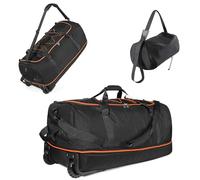 Romatime 32" Soft-Sided Foldable Wheeled Duffle Bag, 110L Expandable 140L Rolling Travel Bag with Matching Storage Pouch, Updated, Black-Orange, 110-140L