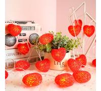 Romcade 9.8ft Heart-Shaped String Lights 20 LED String Lights 2 Modes Indoor Lights Battery Operated Love Heart Decorations String Light for Anniversary Wedding Party Valentine's Day Decors (red)